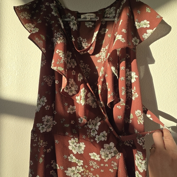 Max Studio Red Asymmetrical Sundress with Flutter Sleeves - Picture 4 of 8